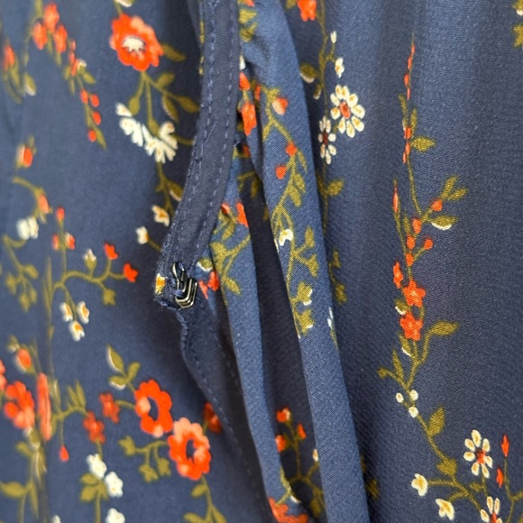 Madewell 100% Silk Stanza Ruffle-Hem Top Blouse XXS in Moonless Floral Navy - Picture 7 of 11